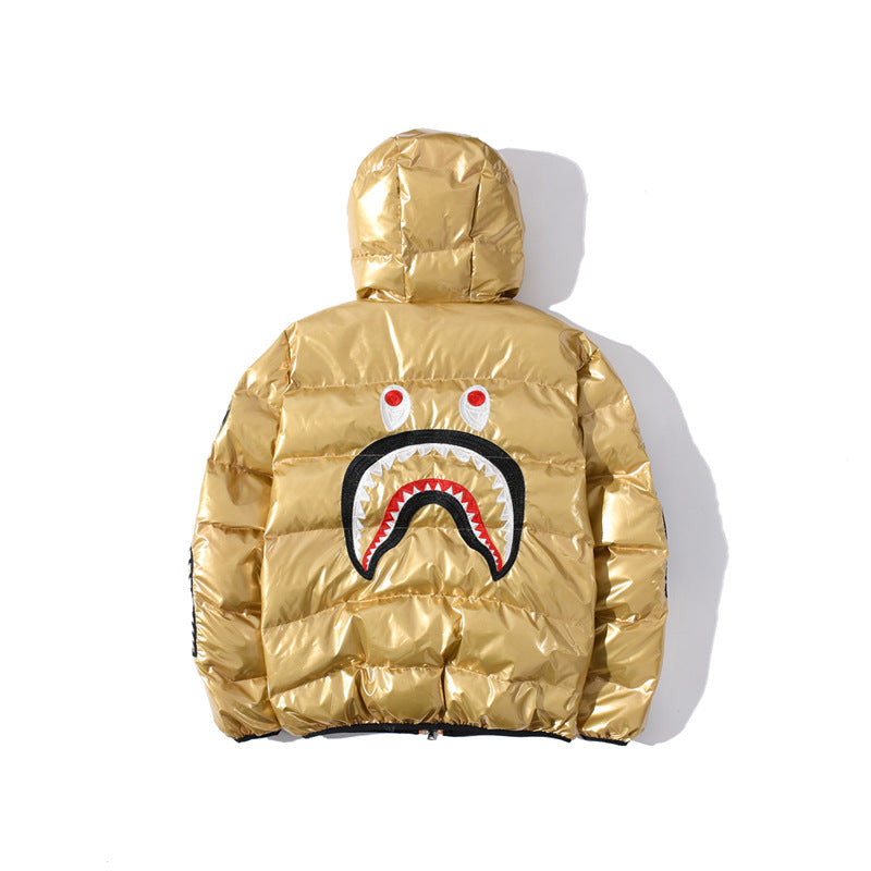 Bathing Ape Shark Head Badge Embroidery Cotton-Padded Coat Warm down Cotton Jacket Men and Women product image 1, provided