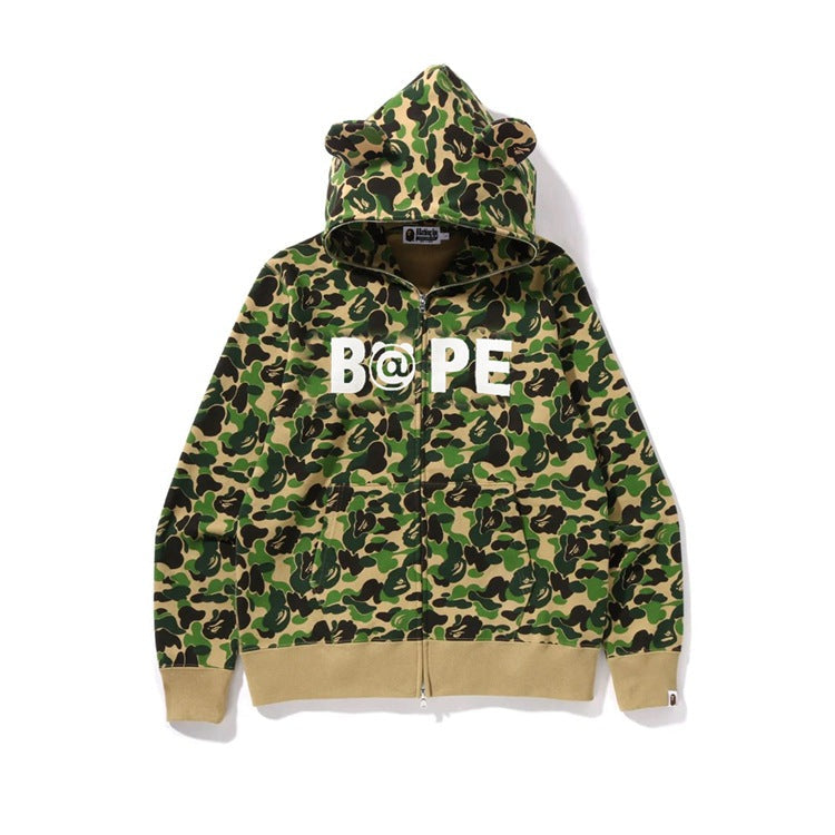 Bape Bearbrick Hoodie Cat Ear Camouflage Thin Fleece Hoodie product image 1, provided for visual reference and product