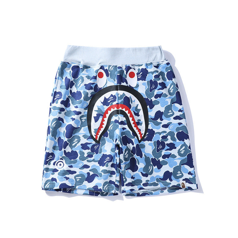 Bathing Ape Shorts Shark Head Camouflage Bottom Pattern Casual Shorts Men and Women Fashion Lace Shorts product image 2,