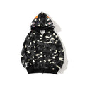Bathing Ape Hoodie Shark Head Embroidery Luminous Spot Camouflage Double Hood Brushed Hoody Men and Women product image 1,