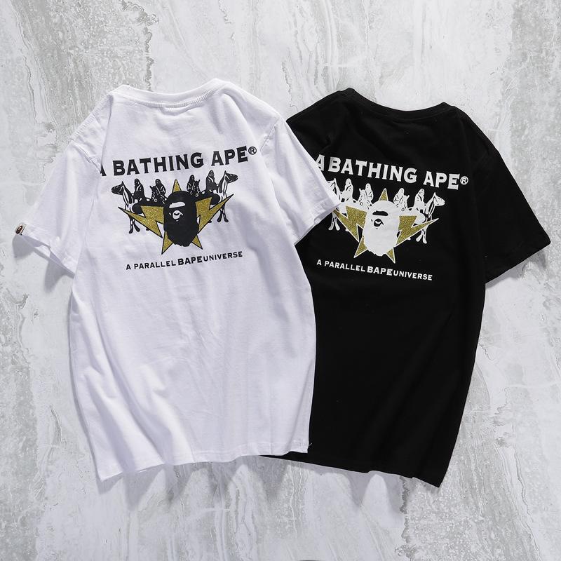 Bathing Ape T-Shirt Cartoon Anime Short Sleeve White Loose Round Neck Summer T-shirt product image 3, provided for visual