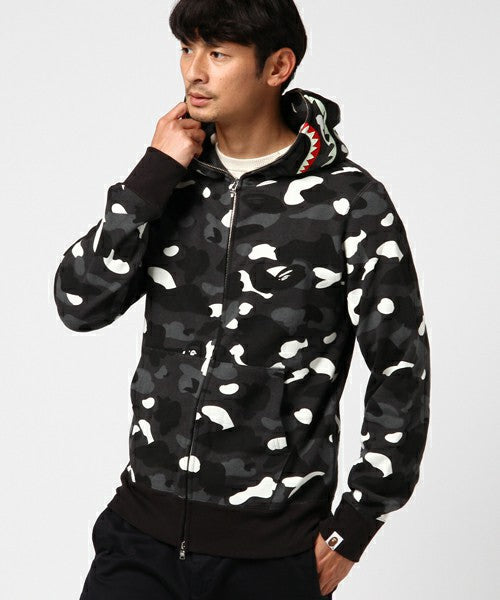 Bathing Ape Black and White Luminous Shark Coat High Quality Looped Fabric Hooded Shark Sweater product image 2, provided
