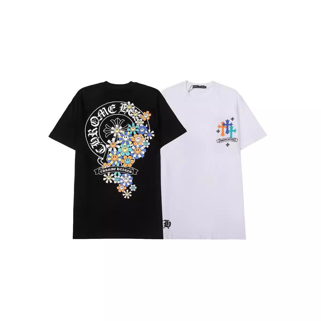 Chrome Heart T Shirts Croix Cross Color Leather Printed Short Sleeve T-Shirt product image 1, provided for visual reference