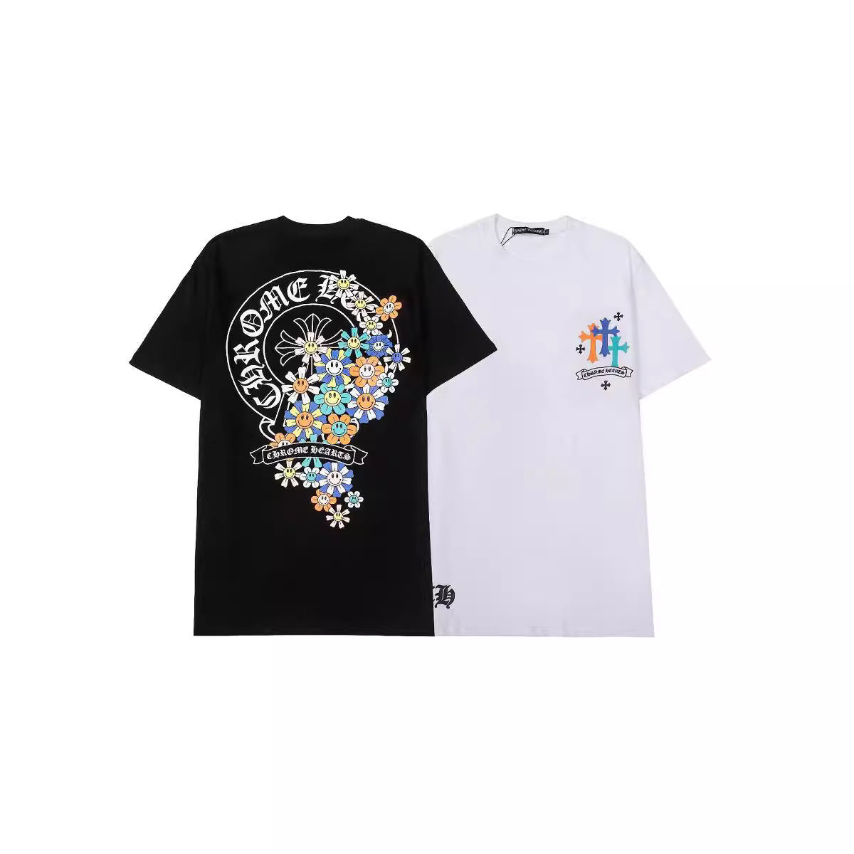 Chrome Heart T Shirts Croix Cross Color Leather Printed Short Sleeve T-Shirt product image 1, provided for visual reference
