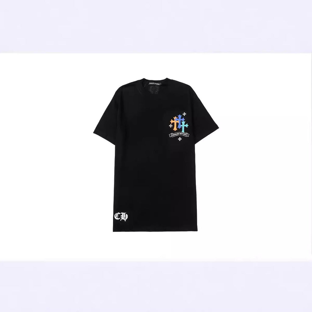 Chrome Heart T Shirts Croix Cross Color Leather Printed Short Sleeve T-Shirt product image 4, provided for visual reference