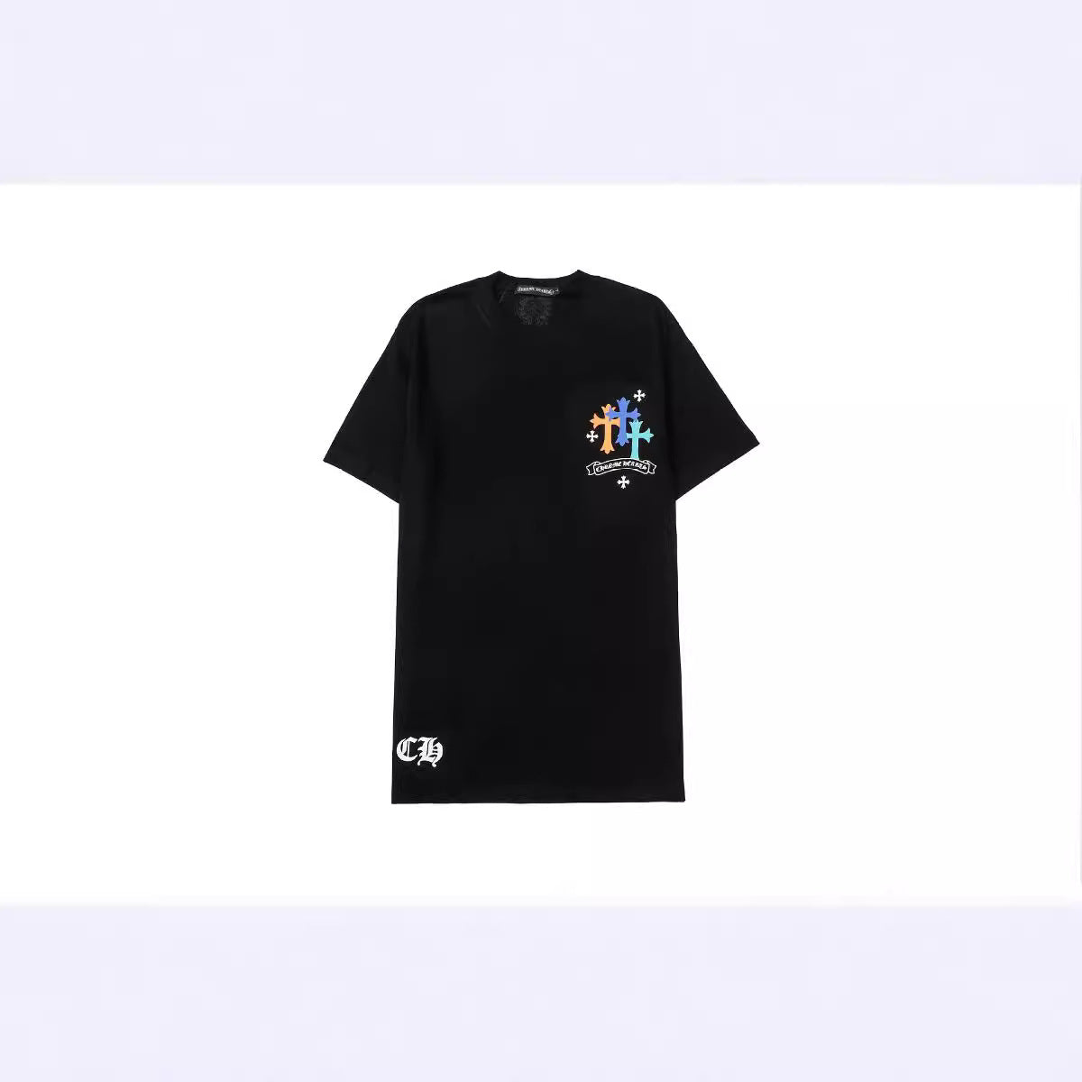 Chrome Heart T Shirts Croix Cross Color Leather Printed Short Sleeve T-Shirt product image 4, provided for visual reference