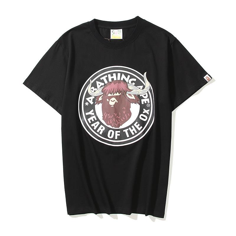 Bathing Ape T-Shirt T-shirt Short Sleeve Black Fashion Loose product image 2, provided for visual reference and product