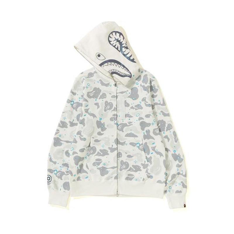 Bathing Ape Jacket Autumn and Winter Shark Starry Sky Luminous Cardigan Hoodie Fleece Padded Coat product image 2, provided