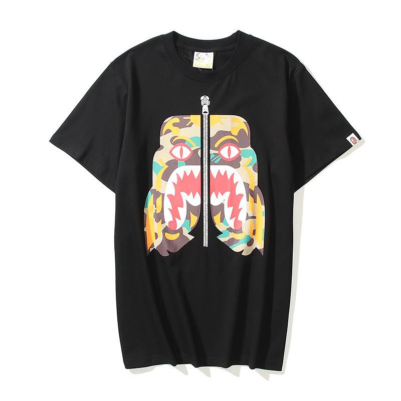 Bathing Ape T-Shirt Summer Zipper Printed Short Sleeve product image 2, provided for visual reference and product detail
