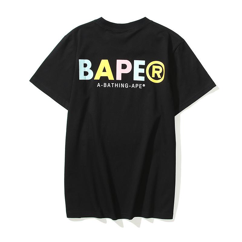 Bathing Ape T-Shirt Summer Loose Leisure Pullover Letter Short Sleeve T-shirt product image 1, provided for visual reference