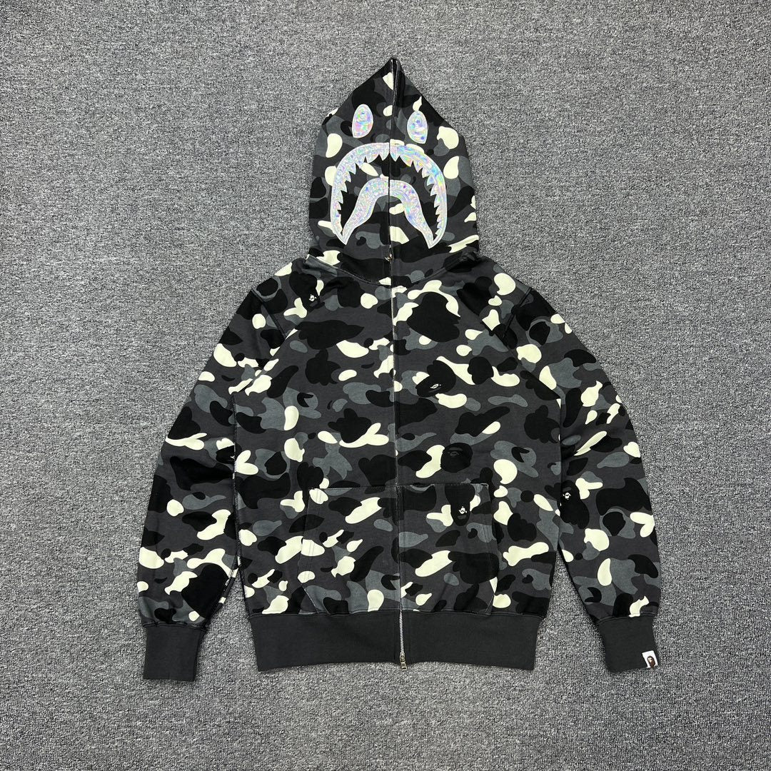 Bape Hoodie Zip-Up Cardigan Iridescent Glow Hoodie product image 3, provided for visual reference and product detail review