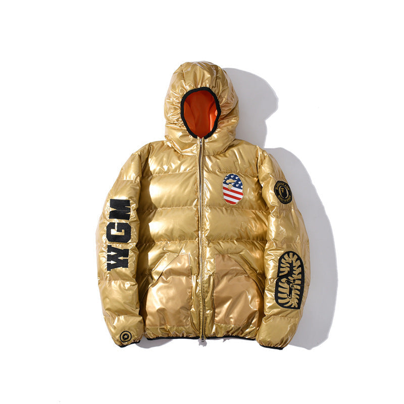 Bathing Ape Shark Head Badge Embroidery Cotton-Padded Coat Warm down Cotton Jacket Men and Women product image 2, provided