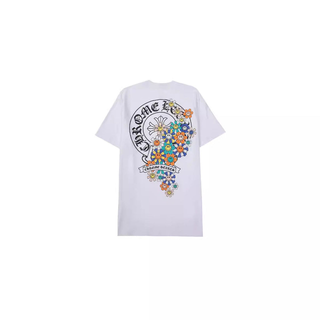 Chrome Heart T Shirts Croix Cross Color Leather Printed Short Sleeve T-Shirt product image 3, provided for visual reference