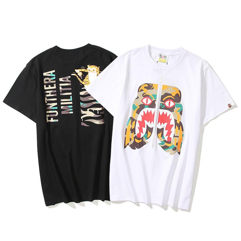 Bathing Ape T-Shirt Summer Zipper Printed Short Sleeve product image 4, provided for visual reference and product detail