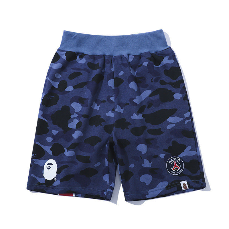 Bathing Ape Shorts Summer Large Size Loose Cropped Pants Camouflage Blue Fashion Shorts product image 1, provided for visual