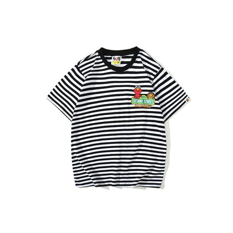 Bathing Ape T-Shirt Cartoon Round Neck Summer Printed Large Size Short Sleeve Casual Striped T-shirt product image 1,