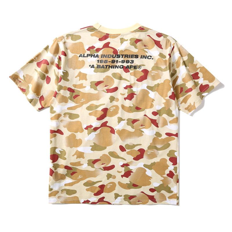 Bathing Ape T-Shirt Summer Letter Print Camouflage Short Sleeve T-shirt product image 3, provided for visual reference and