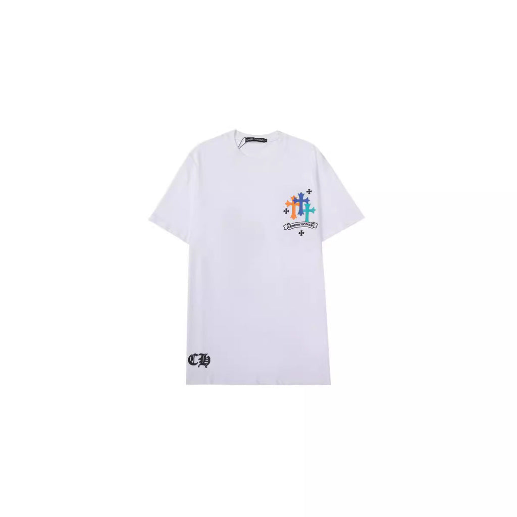 Chrome Heart T Shirts Croix Cross Color Leather Printed Short Sleeve T-Shirt product image 2, provided for visual reference