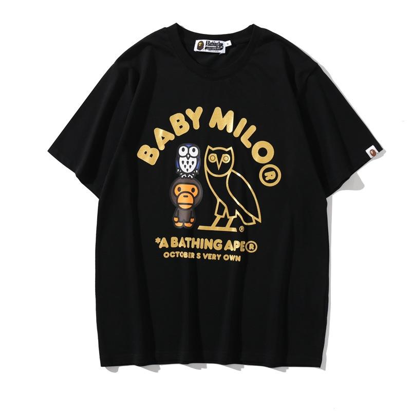 Bathing Ape T-Shirt Summer Cartoon Anime Loose Black Casual Short Sleeve T-shirt product image 1, provided for visual