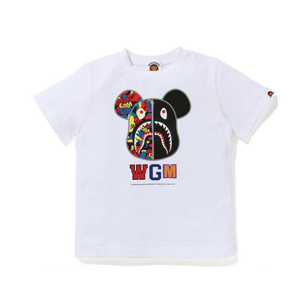 Bape Bearbrick T-Shirt Beii & Bape Classic Pattern Summer Pure Cotton Same Style For Men And Women product image 2, provided