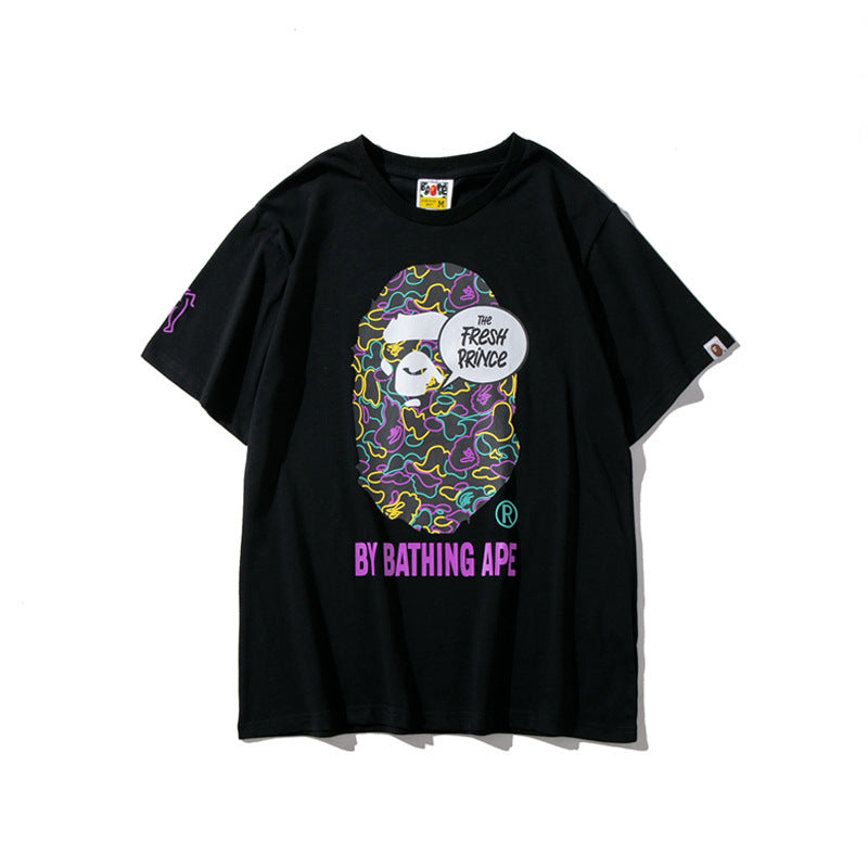 Bathing Ape T-Shirt Summer Printing Colorful Graffiti Short Sleeve T-shirt Men and Women product image 3, provided for