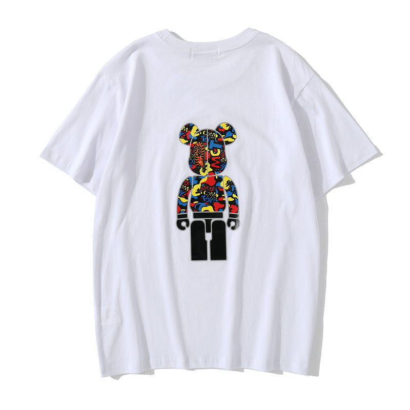 Bape Bearbrick T-Shirt Camouflage Loose Short Sleeve Men And Women Same Style product image 3, provided for visual reference