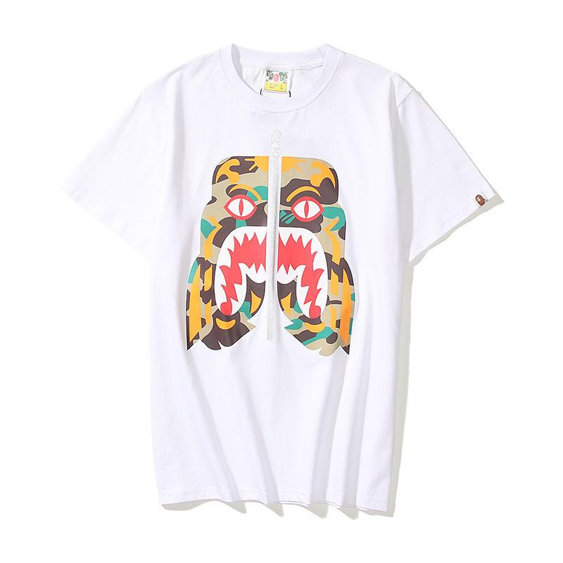 Bathing Ape T-Shirt Summer Zipper Printed Short Sleeve product image 1, provided for visual reference and product detail