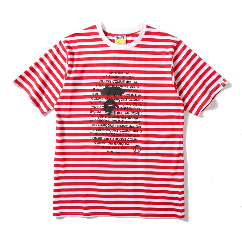 Bathing Ape T-Shirt Striped Ape Head Letter Print Short-Sleeve T-shirt product image 2, provided for visual reference and