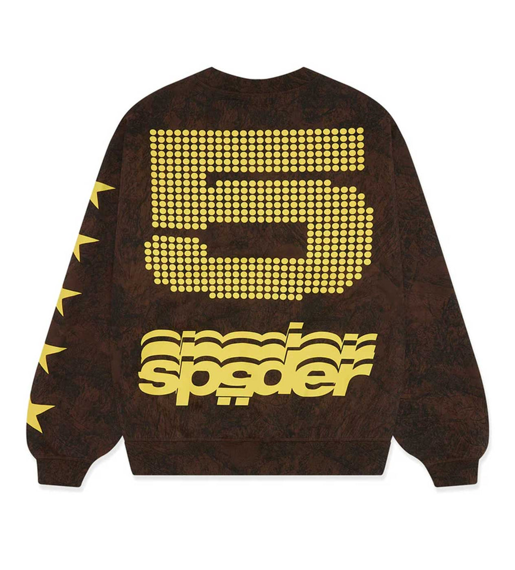 Sp5der 5 Crewneck Sweatshirt Brown product image 1, provided for visual reference and product detail review