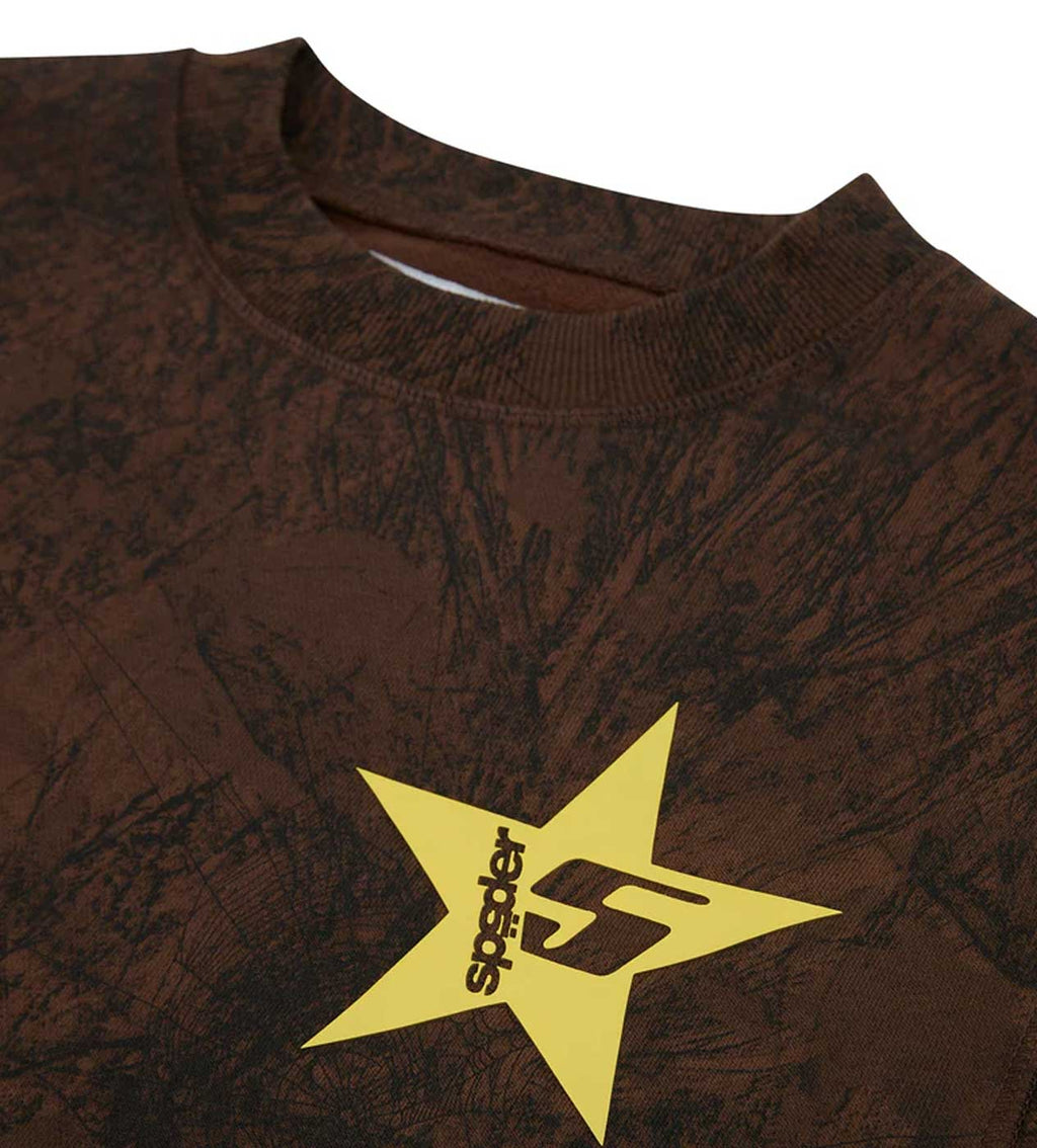 Sp5der 5 Crewneck Sweatshirt Brown product image 4, provided for visual reference and product detail review