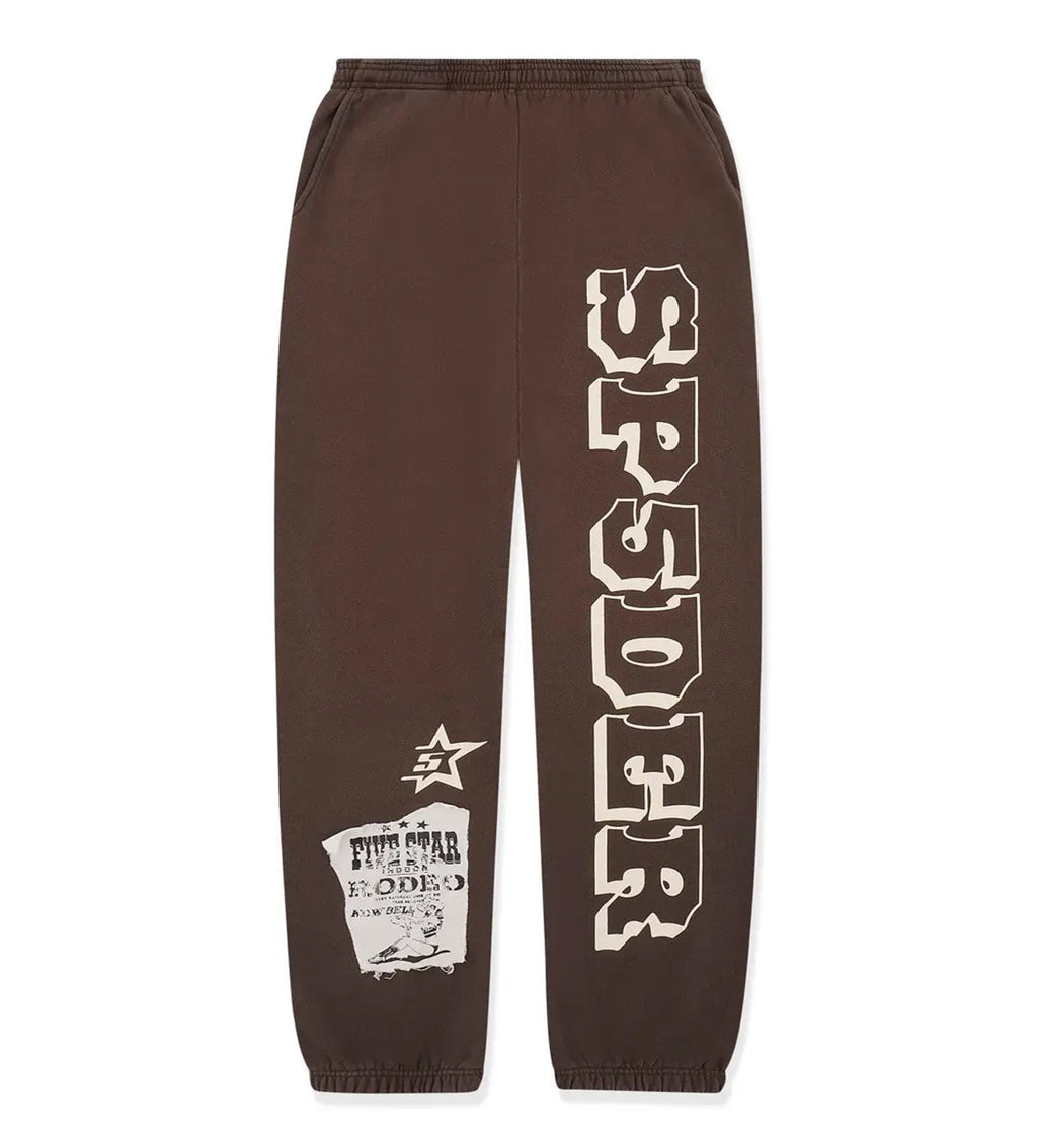 Sp5der 5star Rodeo Sweatpants Brown (Complexcon Exclusive) product image 1, provided for visual reference and product detail