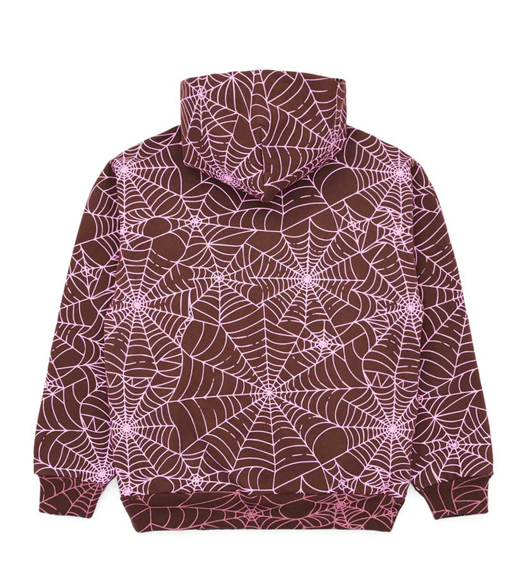 Sp5der AOP Hoodie Brown/Pink product image 2, provided for visual reference and product detail review