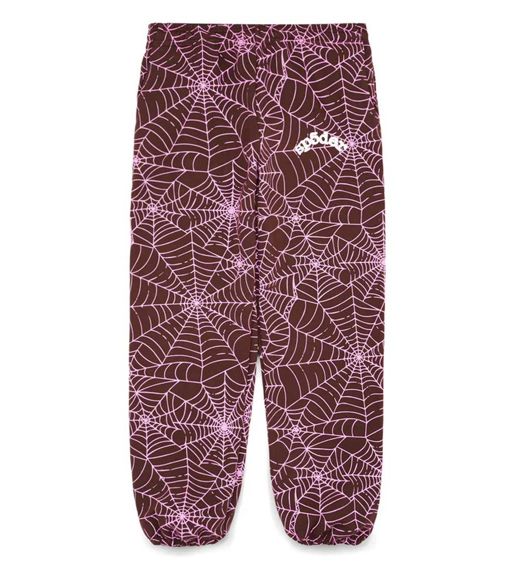 Sp5der AOP Sweatpants Brown/Pink product image 1, provided for visual reference and product detail review