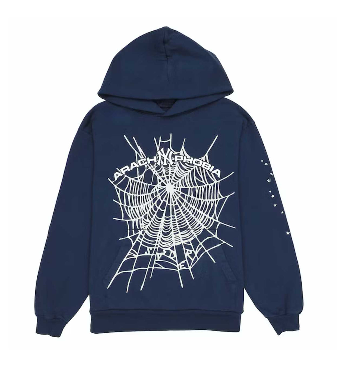 Sp5der Arach NY Phobia Hoodie Navy product image 1, provided for visual reference and product detail review