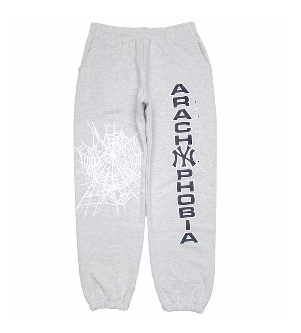 Sp5der Arach NY Phobia Sweatpants Ash Grey product image 1, provided for visual reference and product detail review