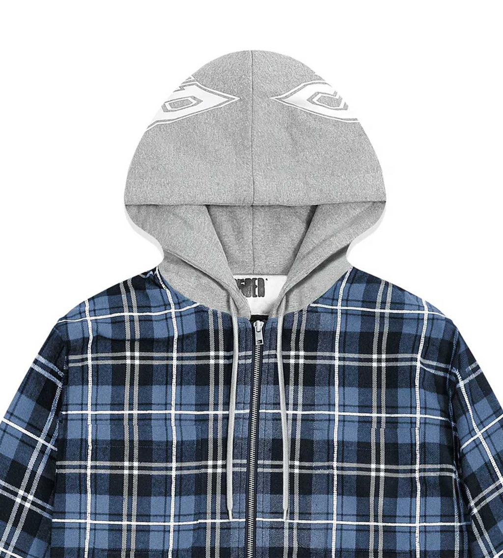 Sp5der Hooded Flannel Zip Up Blue product image 4, provided for visual reference and product detail review
