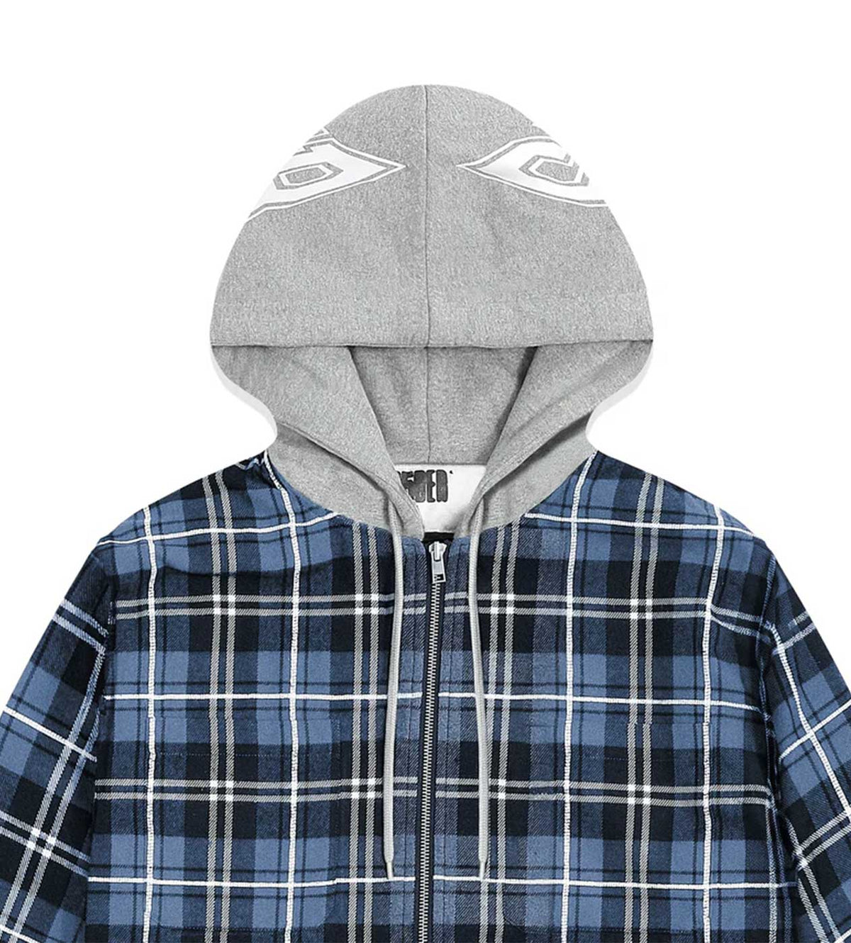 Sp5der Hooded Flannel Zip Up Blue product image 4, provided for visual reference and product detail review