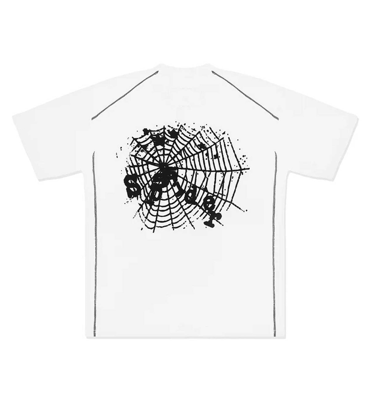 Sp5der Contrast Stitch Slub T-Shirt White product image 2, provided for visual reference and product detail review