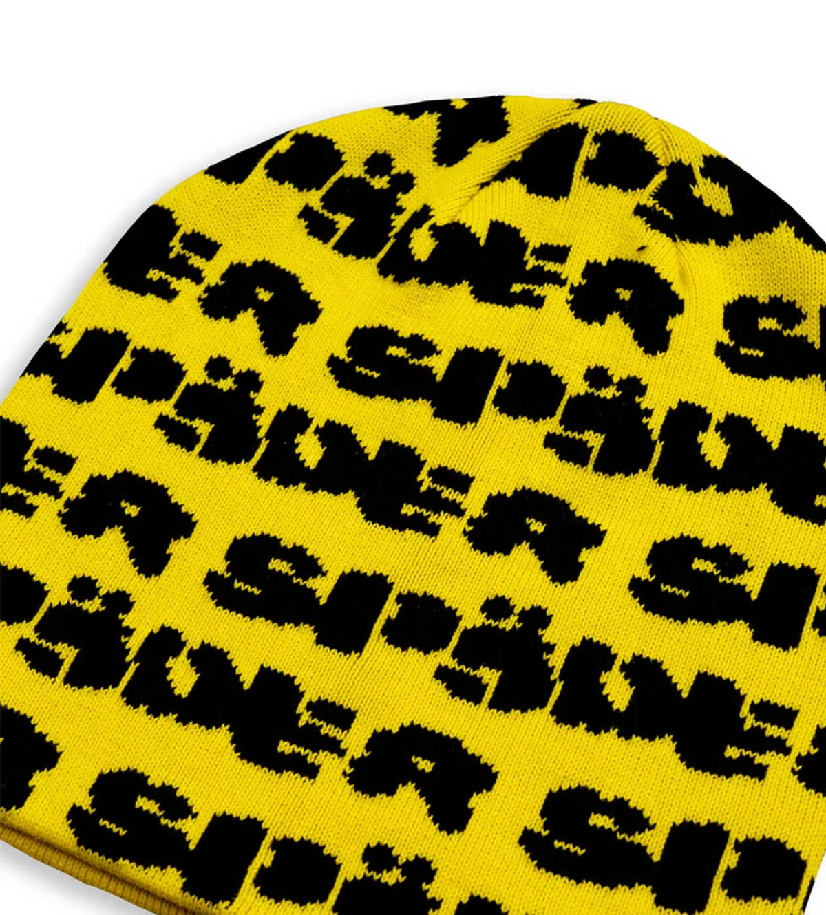 Sp5der Fuzzy Logo Skully Beanie Yellow/Black product image 2, provided for visual reference and product detail review