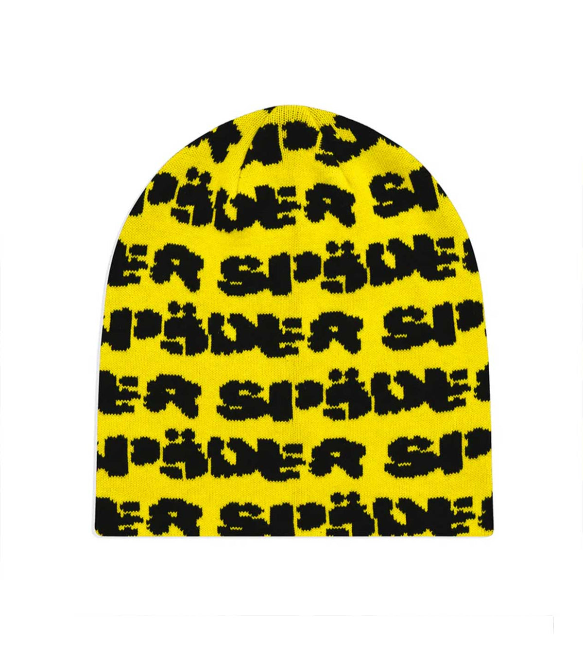 Sp5der Fuzzy Logo Skully Beanie Yellow/Black product image 1, provided for visual reference and product detail review