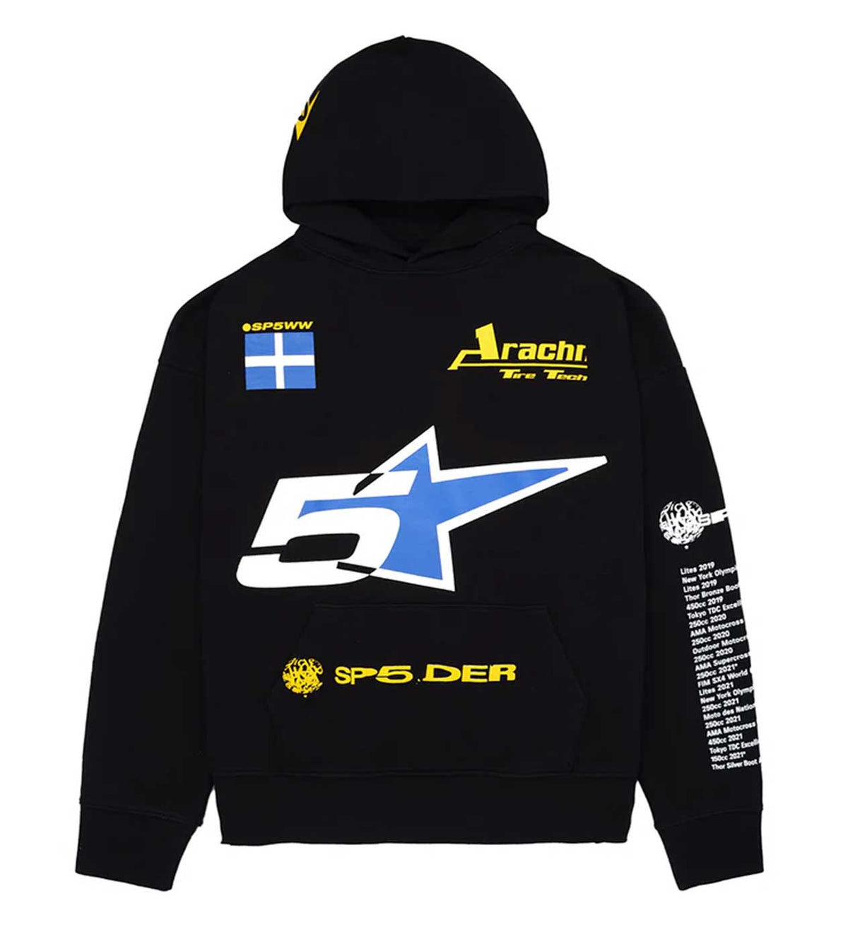 Sp5der Pit Crew Oversized Hoodie Black product image 1, provided for visual reference and product detail review