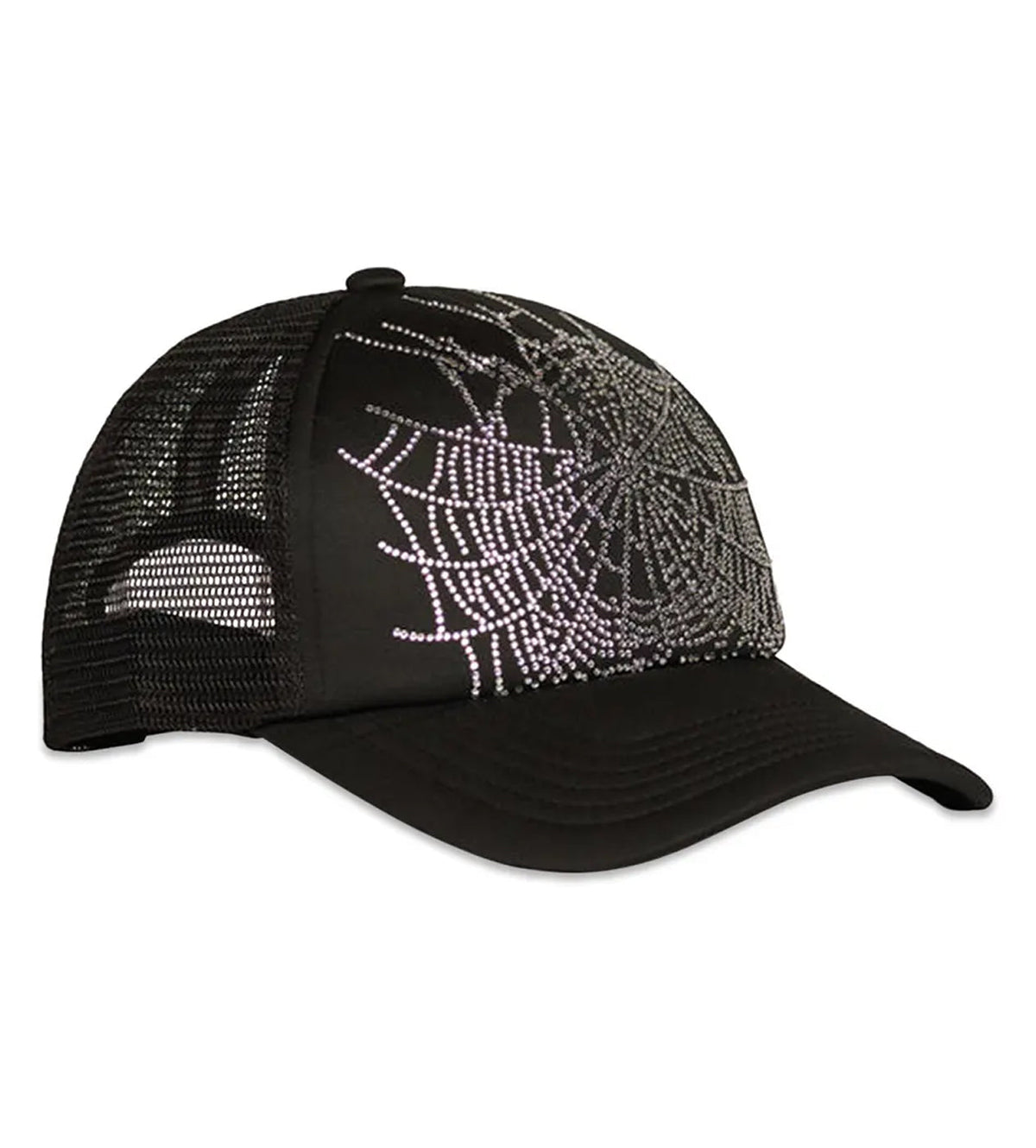 Sp5der Rhinestone Web Hat Black product image 2, provided for visual reference and product detail review
