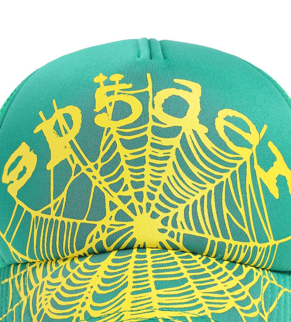 Sp5der Slime Green OG Web v2 Trucker Hat (Snapback) product image 4, provided for visual reference and product detail review