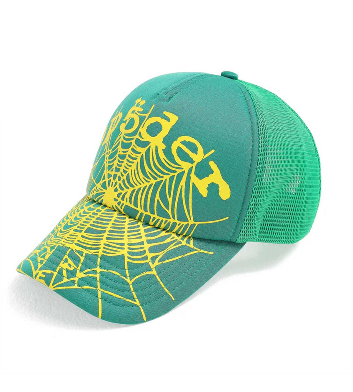 Sp5der Slime Green OG Web v2 Trucker Hat (Snapback) product image 2, provided for visual reference and product detail review
