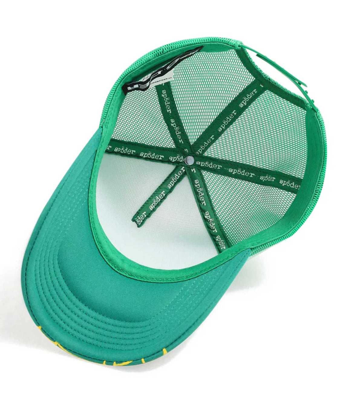 Sp5der Slime Green OG Web v2 Trucker Hat (Snapback) product image 3, provided for visual reference and product detail review