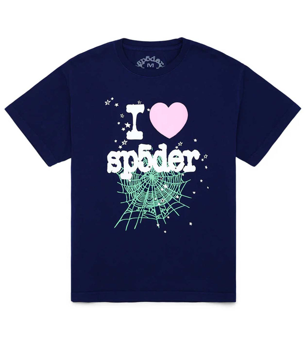 Sp5der Souvenir T-Shirt Navy product image 1, provided for visual reference and product detail review
