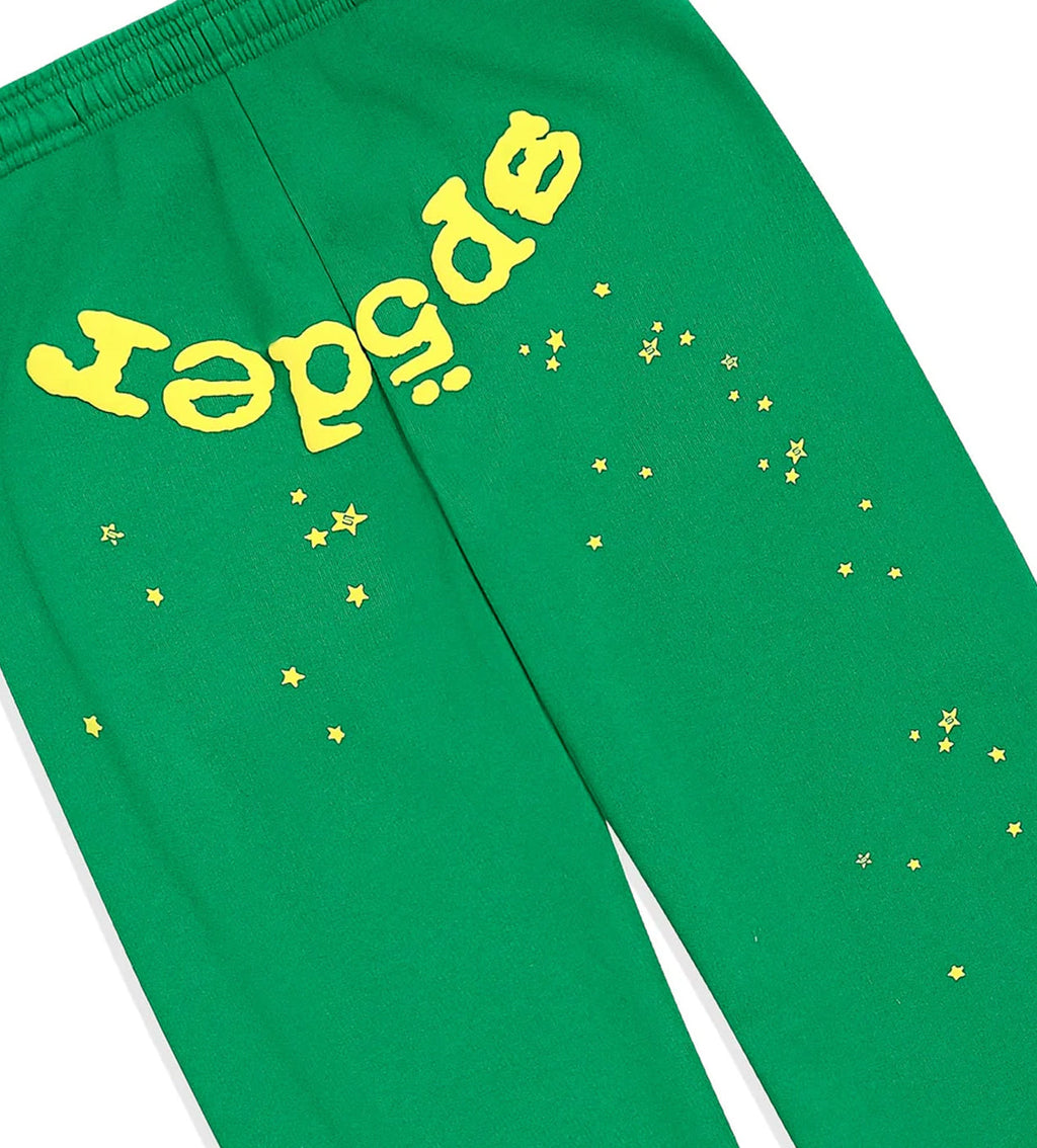 Sp5der Star OG Web V2 Sweatpants Green product image 2, provided for visual reference and product detail review