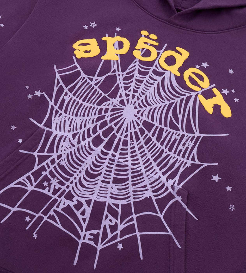 Sp5der Star OG Web v2 Hoodie Purple product image 3, provided for visual reference and product detail review