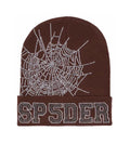 Sp5der Web Rhinestone Beanie Brown product image 1, provided for visual reference and product detail review