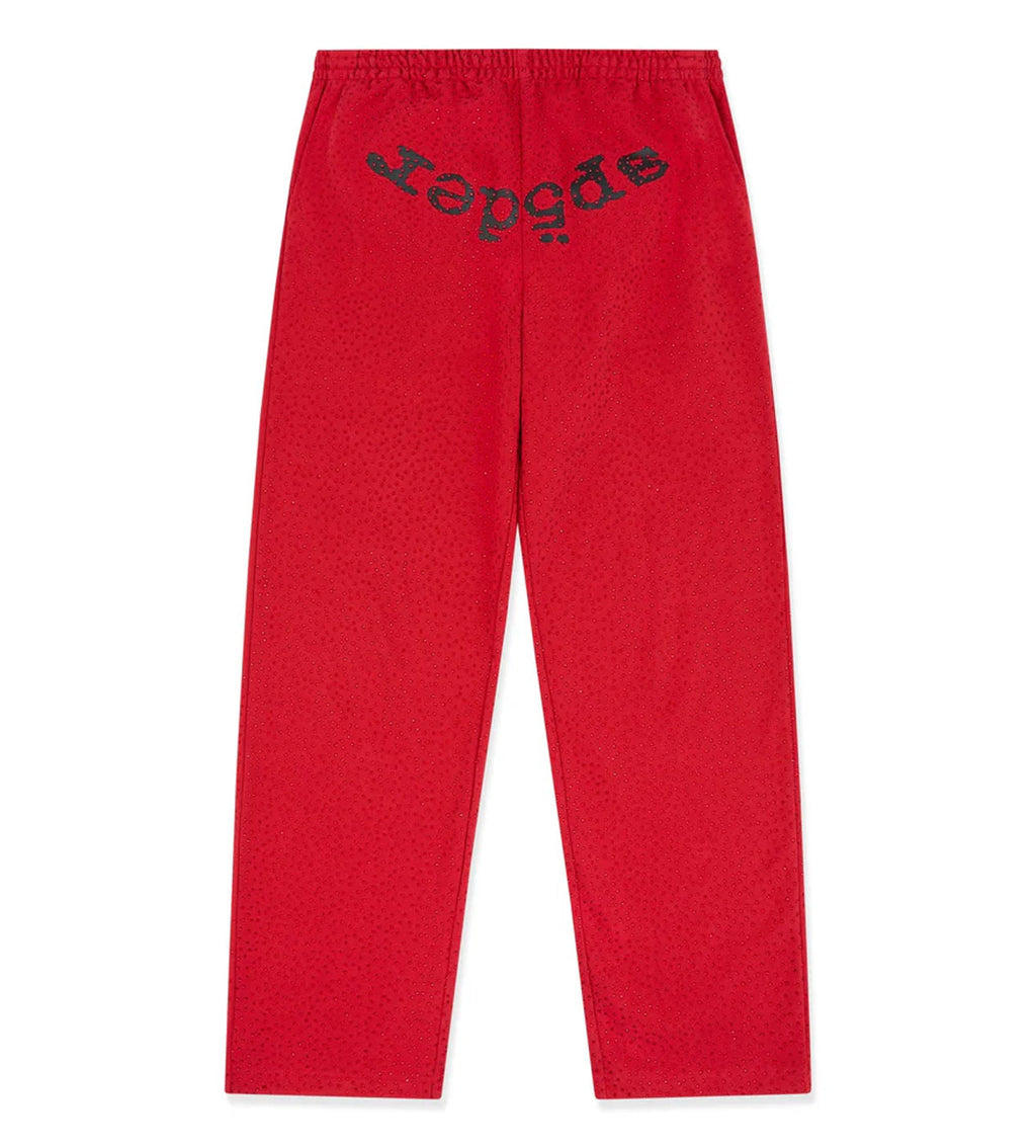 Sp5der VVS Webstone Sweatpants Red product image 1, provided for visual reference and product detail review